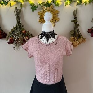 Soft and Feminine Cottagecore/Coquette Powder Pink Knit Sweater Top